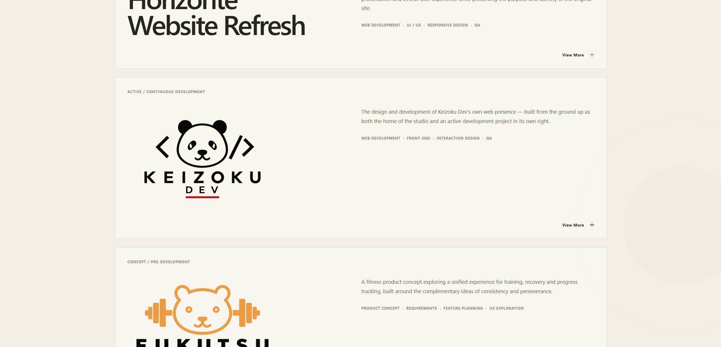 Keizoku Dev projects page